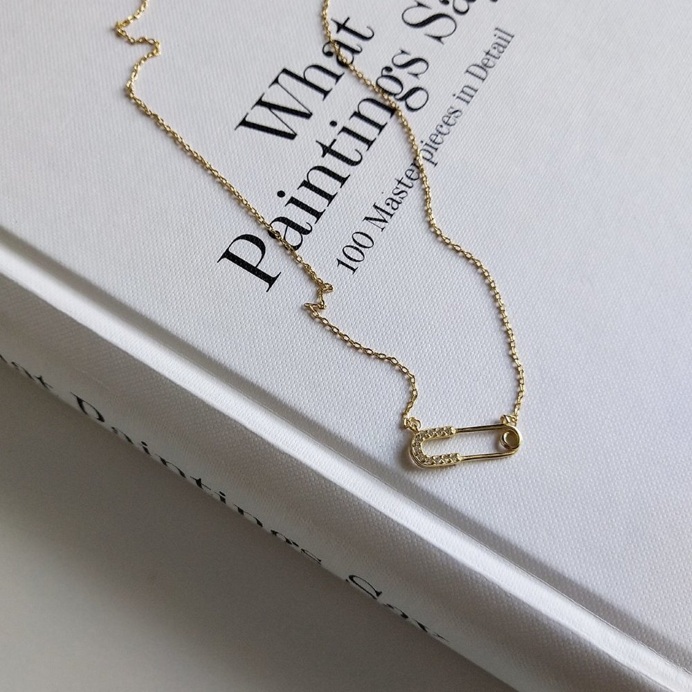 Gold Vermeil Safety Pin Necklace